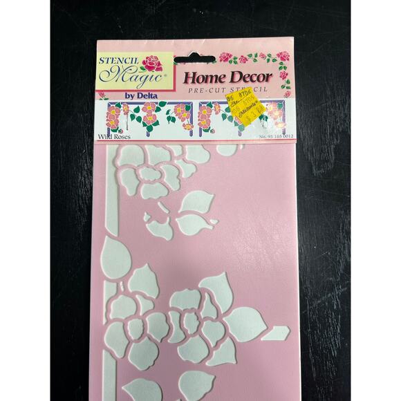90s Vintage- Stencil Magic By Delta- Wild Roses Trim  No. 95 165 0012 NWT - Picture 3 of 5